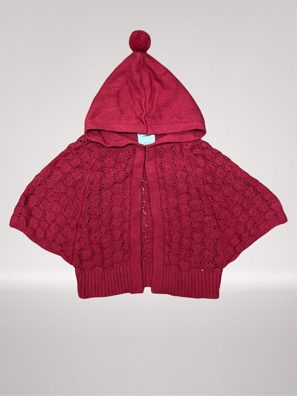 Genuine Kids by OshKosh Girls Hooded Knit Poncho Sweater Cape 5T Red